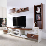 两侧伸缩电视柜 胡桃木配白现代简约时尚住宅家具小户型板式