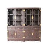 蒲氏明清古典中式家具非洲黑檀木雕刻书柜一对天天特价热销推荐