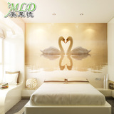 大型个性定制无缝壁画墙纸 婚房卧室床头背景墙壁纸壁画 天鹅图