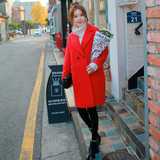 2015秋冬新款韩国DV女装正品韩版修身显瘦中长款毛呢外套呢子大衣