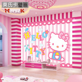 儿童房背景墙纸hello kitty壁纸卡通主题大型壁画无纺布墙纸kt猫