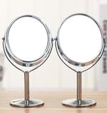 韩国可爱不锈钢镜子 化妆镜梳妆镜台式旋转双面美容小镜子