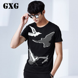 GXG男装[特惠]夏季新品上衣潮 男士韩版印花圆领短袖T恤#52144104