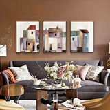 金石装饰画壁画挂画三联油画布现代抽象简约客厅沙发书房卧室餐厅