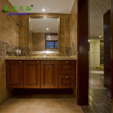 美式欧式浴室柜组合吊柜实木橡木卫浴柜定做卫生间洗脸盆洗手台盆