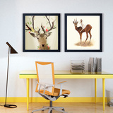 动物小清新麋鹿装饰画现代简约客厅有框画沙发背景墙壁画酒吧挂画