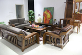 缅甸柚木全实木组合1+2+3沙发现代中式客厅家具真皮布艺沙发特价