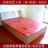 1.5米双人床 现代简约特价 床+薄棕垫 高箱床 硬木板床 特价便宜