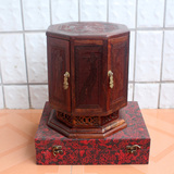 老挝大红酸枝古典中式精品可旋转女士化妆镜箱储物盒 首饰盒包邮