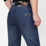 代购正品Armani jeans阿玛尼牛仔裤秋冬新款加厚直筒纯色高档男裤