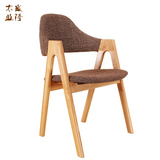 厂家直销北欧原木欧式洽谈椅咖啡水曲柳布艺实木餐椅子软包泰国椅