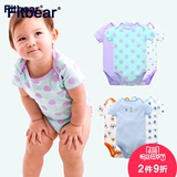 Fitbear 3件新生儿衣服婴儿包屁衣短袖三角哈衣宝宝爬爬服夏季