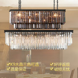 美式长方形水晶灯欧式铁艺复古水晶吊灯简约现代客厅餐厅奢华吊灯