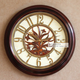 客厅艺术装饰圆形挂钟现代简约卧室静音时钟个性创意+14英寸钟表