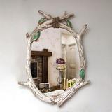 镜复古梳妆镜壁挂装饰镜美式乡村田园浴室镜欧式镜子卫浴卫生间小