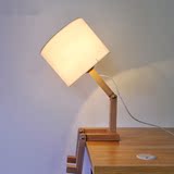 简约现代创意时尚台灯北欧实木质书房卧室床头装饰可调光儿童灯具