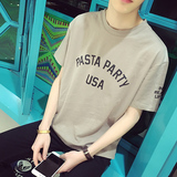 我爱型男2016年春夏装棉麻男士短袖T恤韩版男装日系字母印花新款