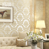 加厚奢华欧式浮雕大马士革3D立体客厅卧室无纺布壁纸电视背景墙纸