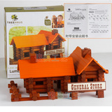 原装正品设计建筑百变木头林肯房实木diy建造小木屋积木儿童玩具
