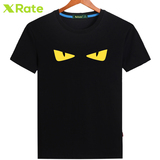 X-Rate夏季男款韩版特大码圆领短袖T恤衫猫眼睛个性印花男装潮流