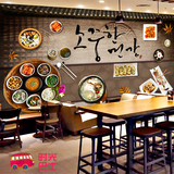 韩国料理餐厅烤肉店背景墙大型墙纸韩式传统文化饮食壁纸复古壁画