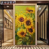 高清现代向日葵油画玄关大型壁画客厅过道背景墙酒店大堂墙纸壁纸