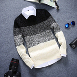 冬季男士毛衣韩版圆领套头针织衫青年修身长袖加厚学生线衣男装潮