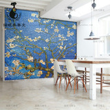 杏花树 马赛克艺术冰玉玻璃剪画瓷砖背景墙 梵高油画美式客厅玄关