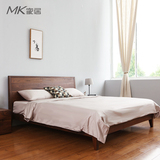 MK家居 极美家具橡木床双人床 实木 1.8 1.5 黑胡桃木床 实木床特