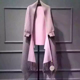 2015秋冬新款针织开衫流苏双面貂绒大衣蝙蝠袖毛衣女披肩宽松外套