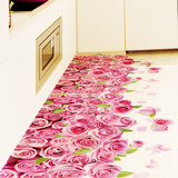 卧室客厅装饰地板贴自粘墙贴纸可移除贴画花朵防水贴3D粉色玫瑰花