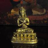★藏艺轩★藏传佛教古玩杂项老物件   清代铜镏金金刚萨埵佛像