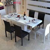 现代简约餐桌 时尚创意客厅大小户型钢化玻璃餐台烤漆饭桌可伸缩