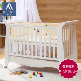 奥斯欧式婴儿床实木宝宝床多功能白色婴儿床新生儿bb床环保漆童床