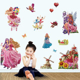 3D特大号立体墙贴儿童房幼儿园卡通芭比娃娃公主可移除卧室包邮