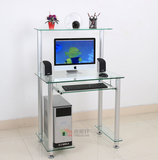 现代简约小户型电脑桌 台式电脑桌钢化玻璃办公桌家用书桌书架