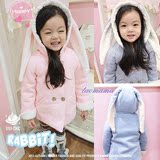 韩版童装秋冬新款中大童儿童可爱羊羔毛女童加厚保暖棉衣兔子外套