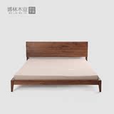 全实木床 简约现代橡木床北欧简欧北美进口单双人床1.8卧室床