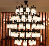 新中式LED吊灯 云石吊灯豪华大堂酒店定制工程装饰吊灯多头70头灯