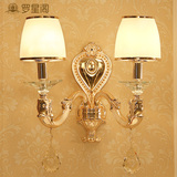 欧式水晶壁灯锌合金玉石壁灯奢华大气客厅过道墙壁灯温馨床头灯