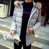 棉衣男款冬装新款青年外套中长款修身加厚保暖纯色学生日系韩版潮