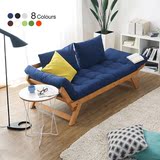 现代简约北欧日式实木可折叠沙发床双三多人布艺沙发