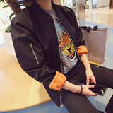 2016春季韩版短款纯黑色宽松休闲薄棒球服短夹克外套韩范上衣女装