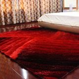 时尚简约家用韩国丝客厅地毯卧室茶几地垫3d立体条纹婚庆红色长毛