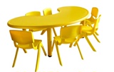 儿童塑料桌幼儿园桌椅月亮形桌扇形桌塑料弯桌猪腰子形状桌