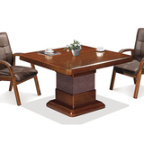贴实木皮中式古典胡桃色油漆面正方形接待会客台小型会议台讨论桌