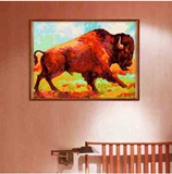自油自画diy数字油画大幅手绘客厅卧室抽象动物装饰画 牛气冲天