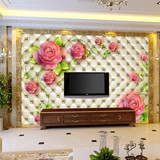 简约温馨玫瑰软包立体墙纸大型壁画3d客厅沙发卧室电视背景墙壁纸