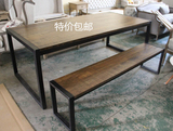美式乡村loft工业风格家具做旧铁艺实木餐桌书桌办公桌咖啡桌椅