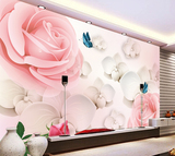 大型壁画3D立体玫瑰卧室墙纸电视背景墙纸整张客厅壁纸浪漫婚房